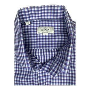 Eton Contemporary Men’s Button Down Shirt Size XXL Blue and Purple Striped